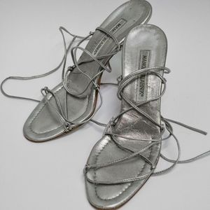 Manolo Blahnik Silver Strappy Sandal